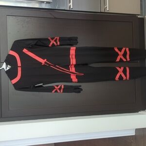 Teen Black and Red Ninja Costume Hooded Jumpsuit With Nunchuck - Size 14-16 NWT